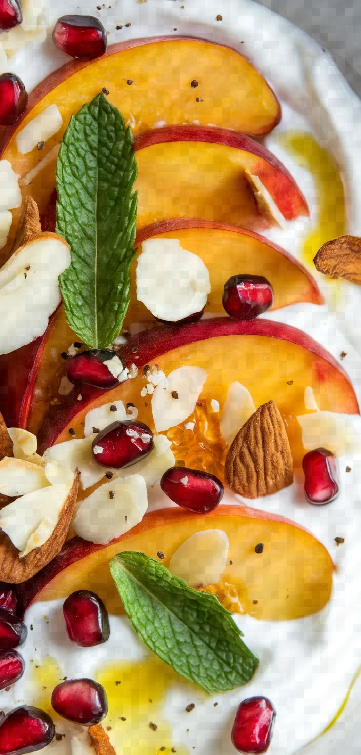 Ingredients photo for Peach Salad With Yoghurt And Pomegranate Recipe