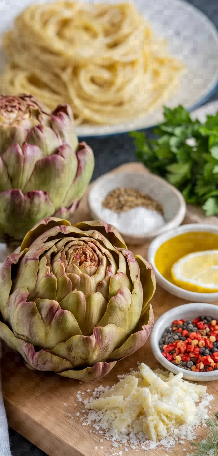 Ingredients photo for Artichokes With Spaghetti Recipe