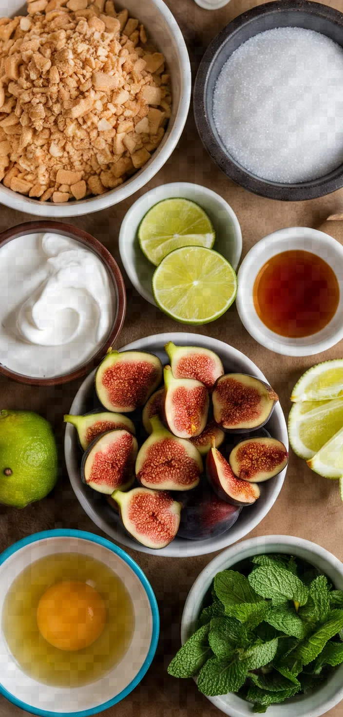 Ingredients photo for Baked Lime Cheesecake With A Fig Salsa Recipe