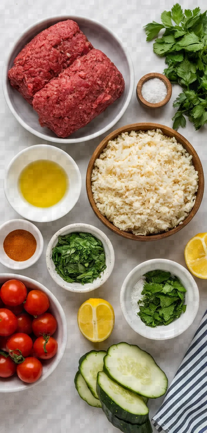 Ingredients photo for Beef Kofta Grain Free Tabouli Recipe