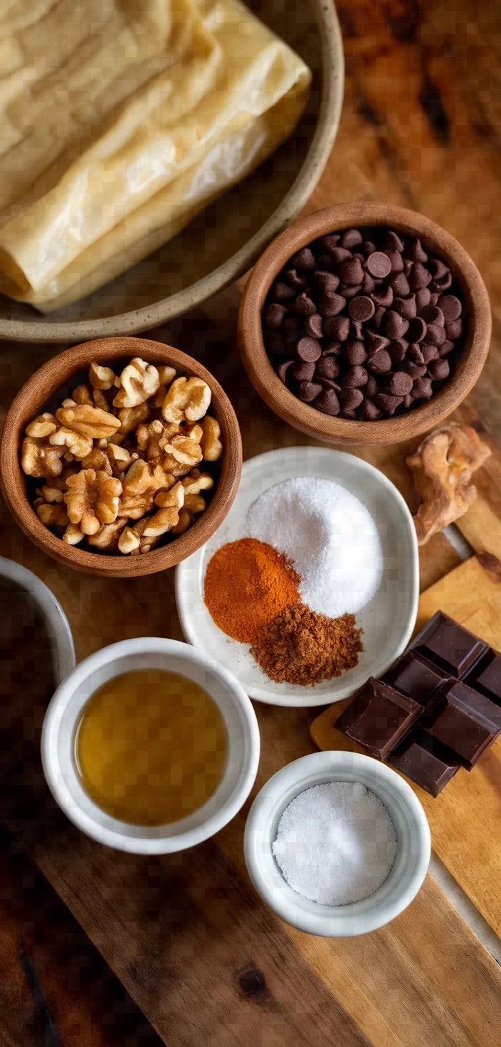 Ingredients photo for Chocolate Baklava Recipe