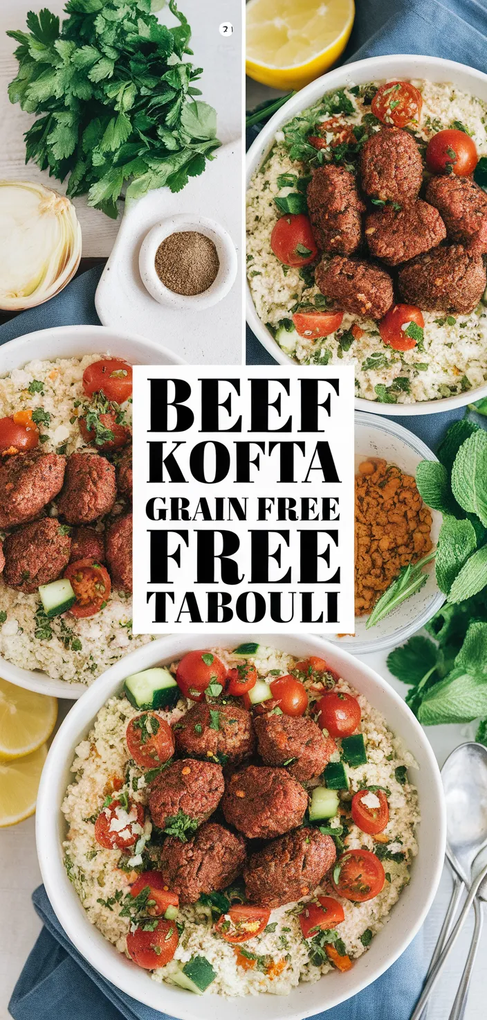 A photo of Beef Kofta Grain Free Tabouli Recipe