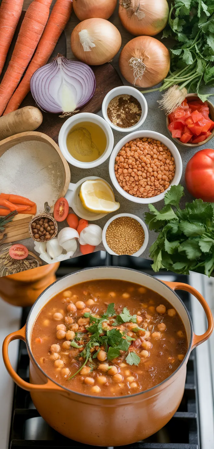 A photo of Lentil And Chickpea Soup Recipe