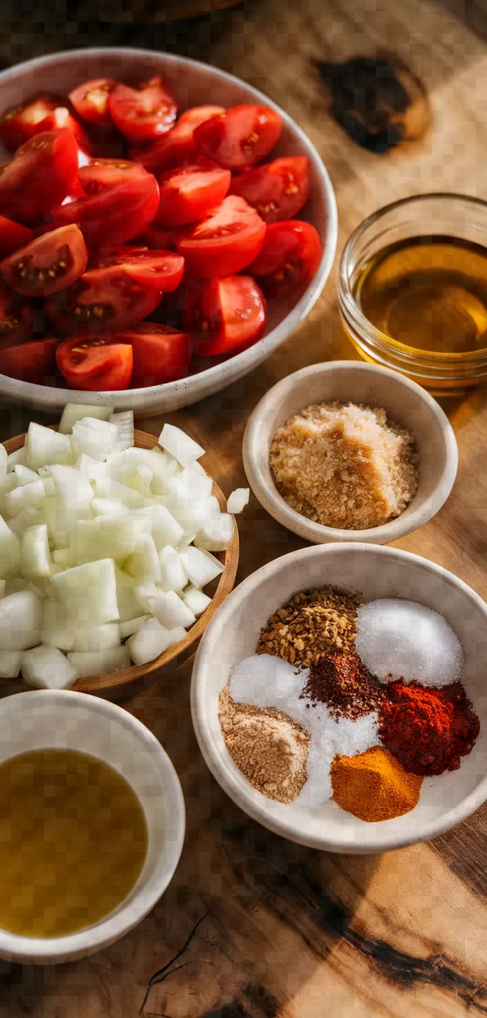 Ingredients photo for Home Made Tomato Ketchup Recipe