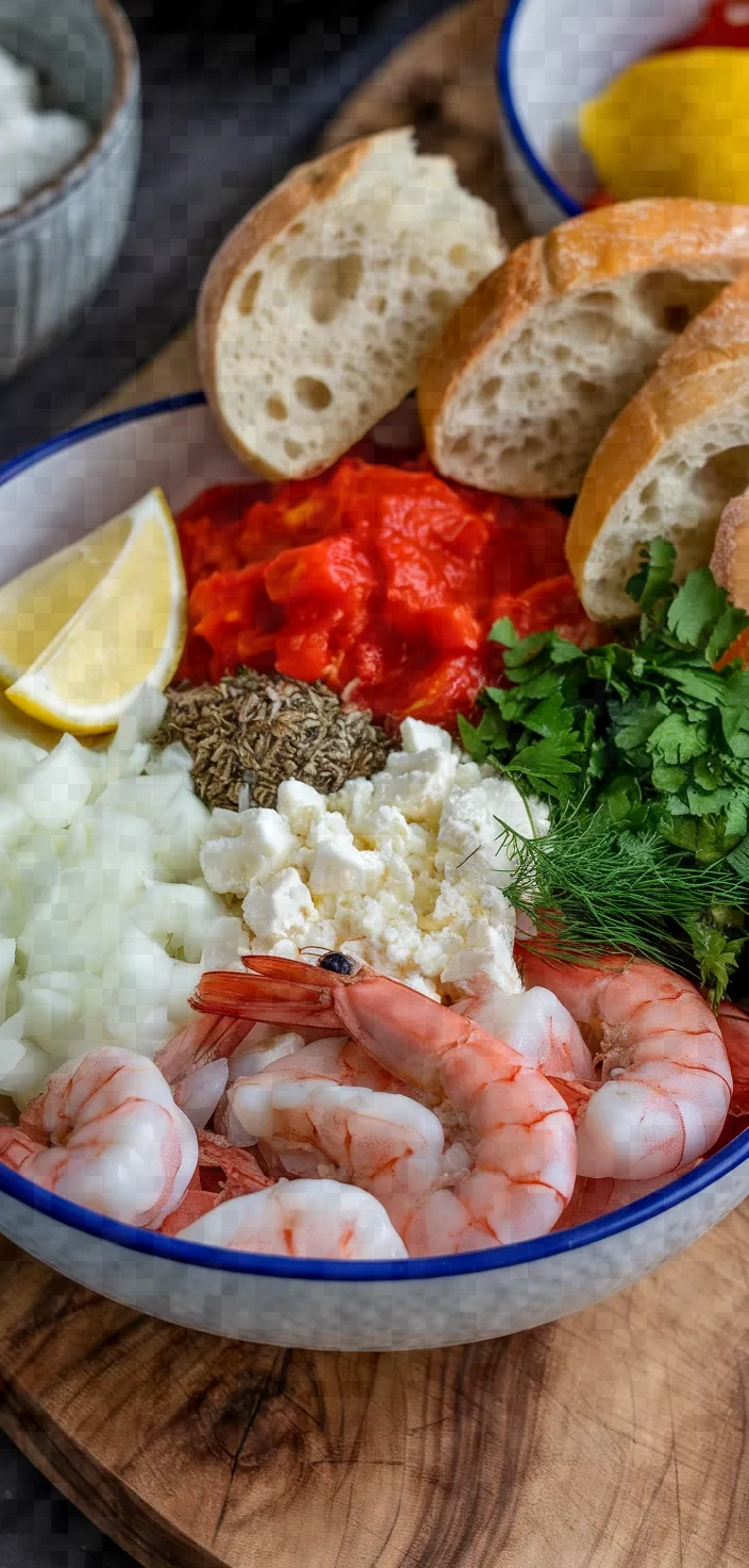 Ingredients photo for Prawn Saganaki Recipe