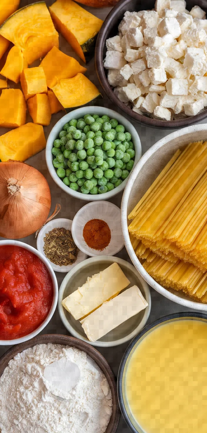 Ingredients photo for Pumpkin Feta And Pea Pastitsio Recipe