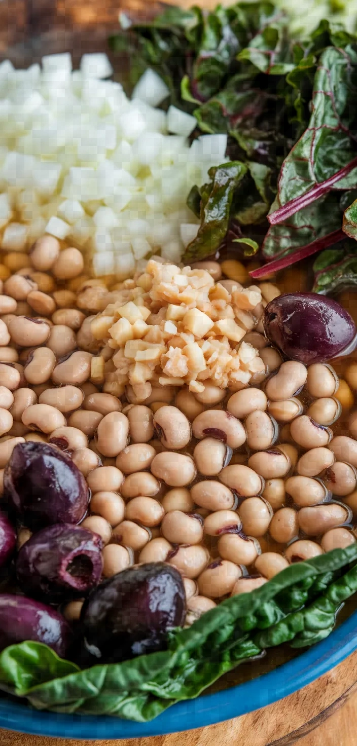 Ingredients photo for Black Eyed Peas With Chard And Kalamata Olives Recipe