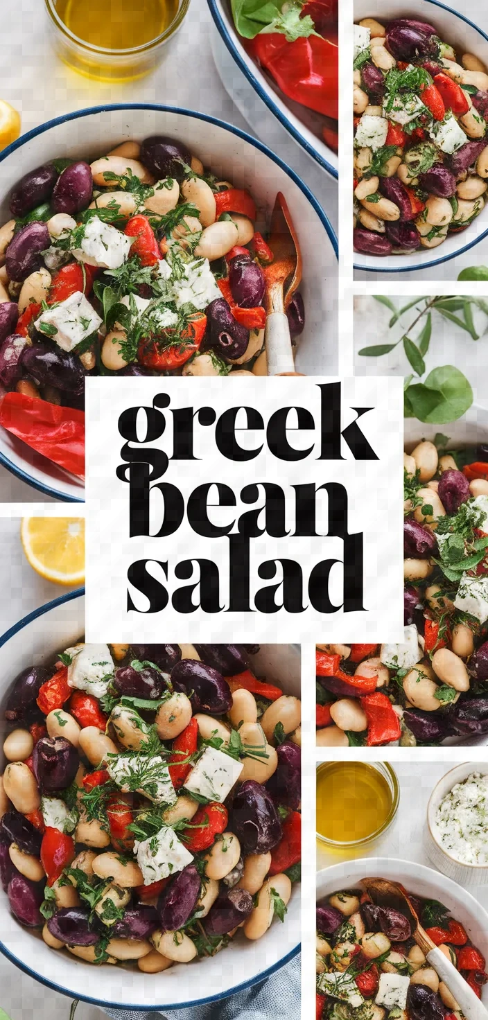 A photo of Giant Bean Salad Roasted Red Peppers Olives Feta Herbs And Extra Virgin Greek Olive Oil Recipe