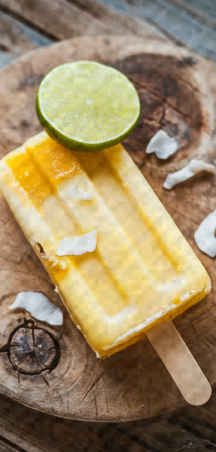 A photo of Mango Coconut And Lime Popsicles Recipe