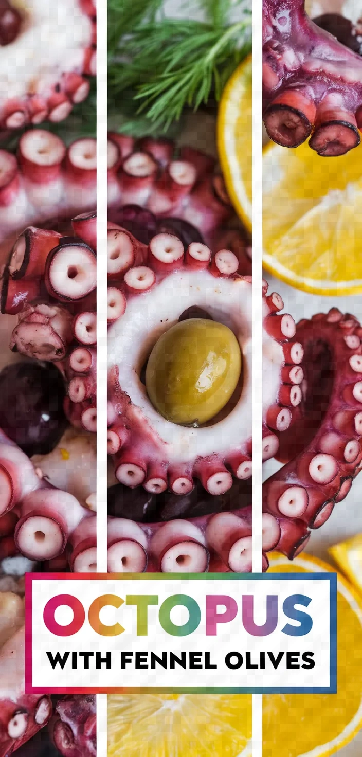 A photo of Octopus Cooked With Fennel Orange And Green Olives Recipe