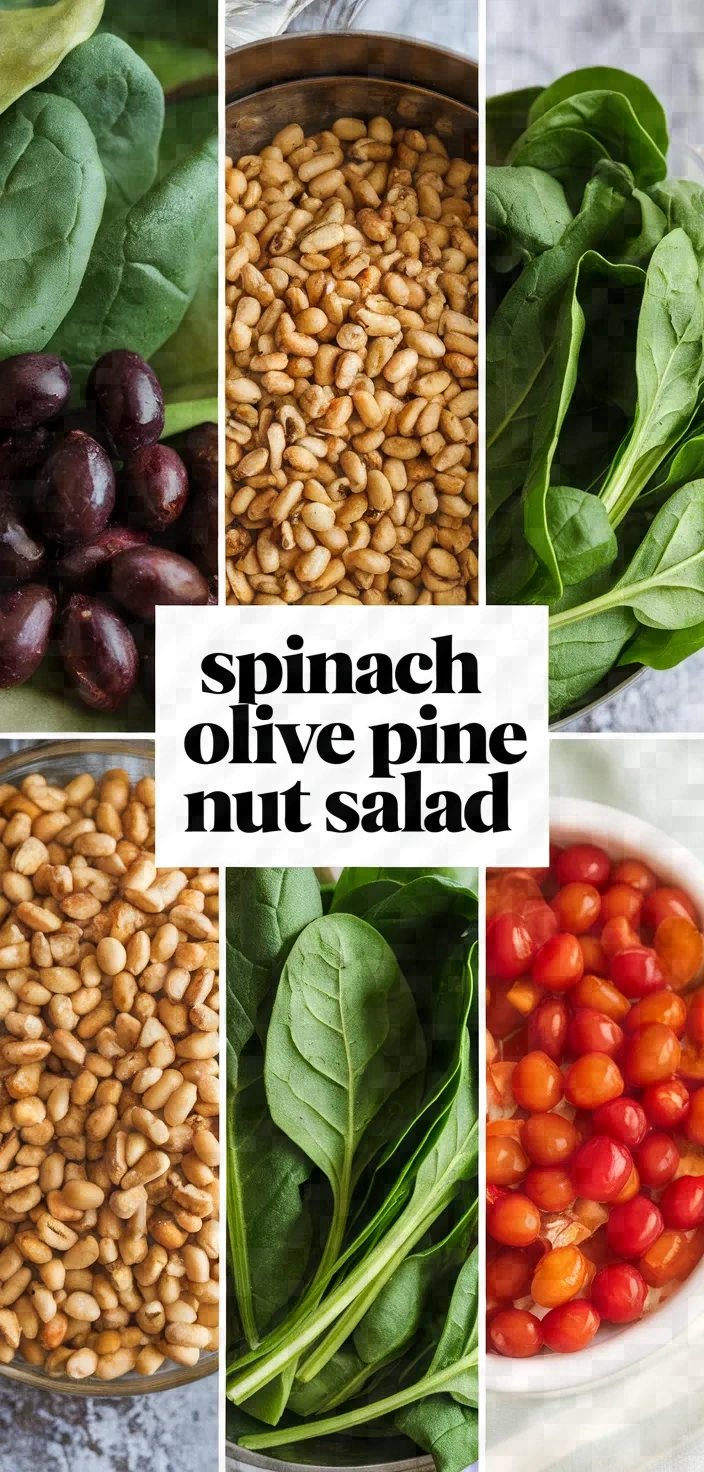 A photo of Spinach Salad With Olives And Pine Nuts Recipe