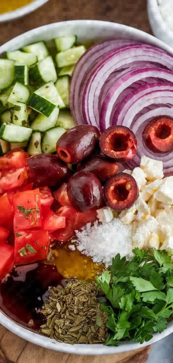 Ingredients photo for Cucumber Tomato Greek Salad Recipe