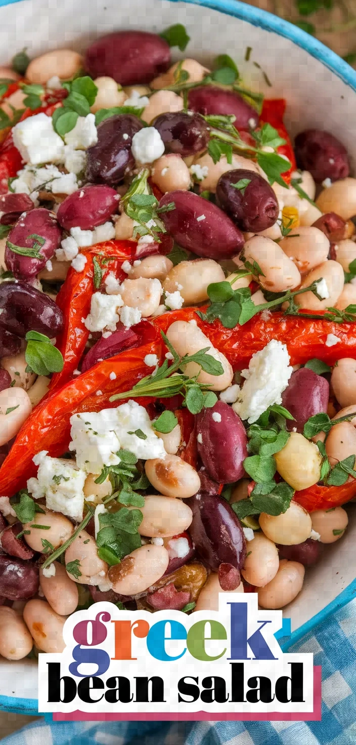 Giant Bean Salad Roasted Red Peppers Olives Feta Herbs And Extra Virgin Greek Olive Oil Recipe