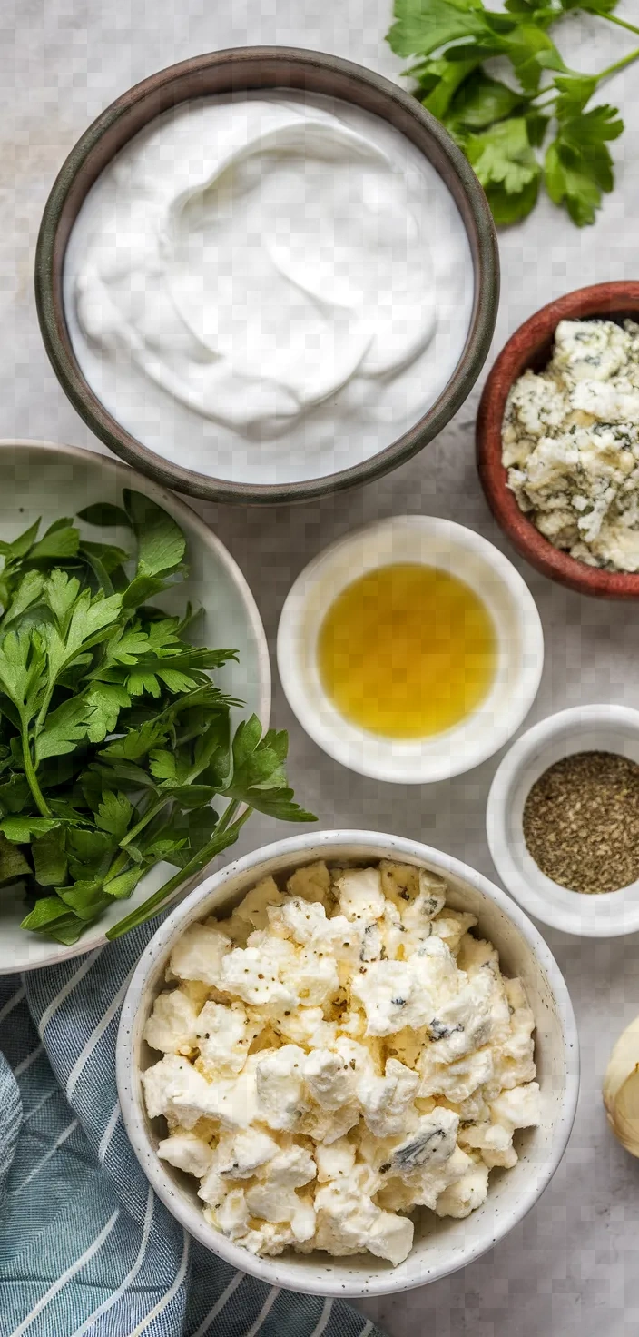 Ingredients photo for Greek Yogurt Feta And Blue Cheese Spread Recipe