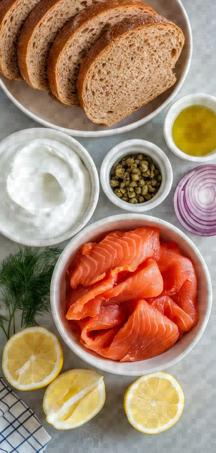 Ingredients photo for Greek Yogurt Smoked Salmon Canapes Recipe