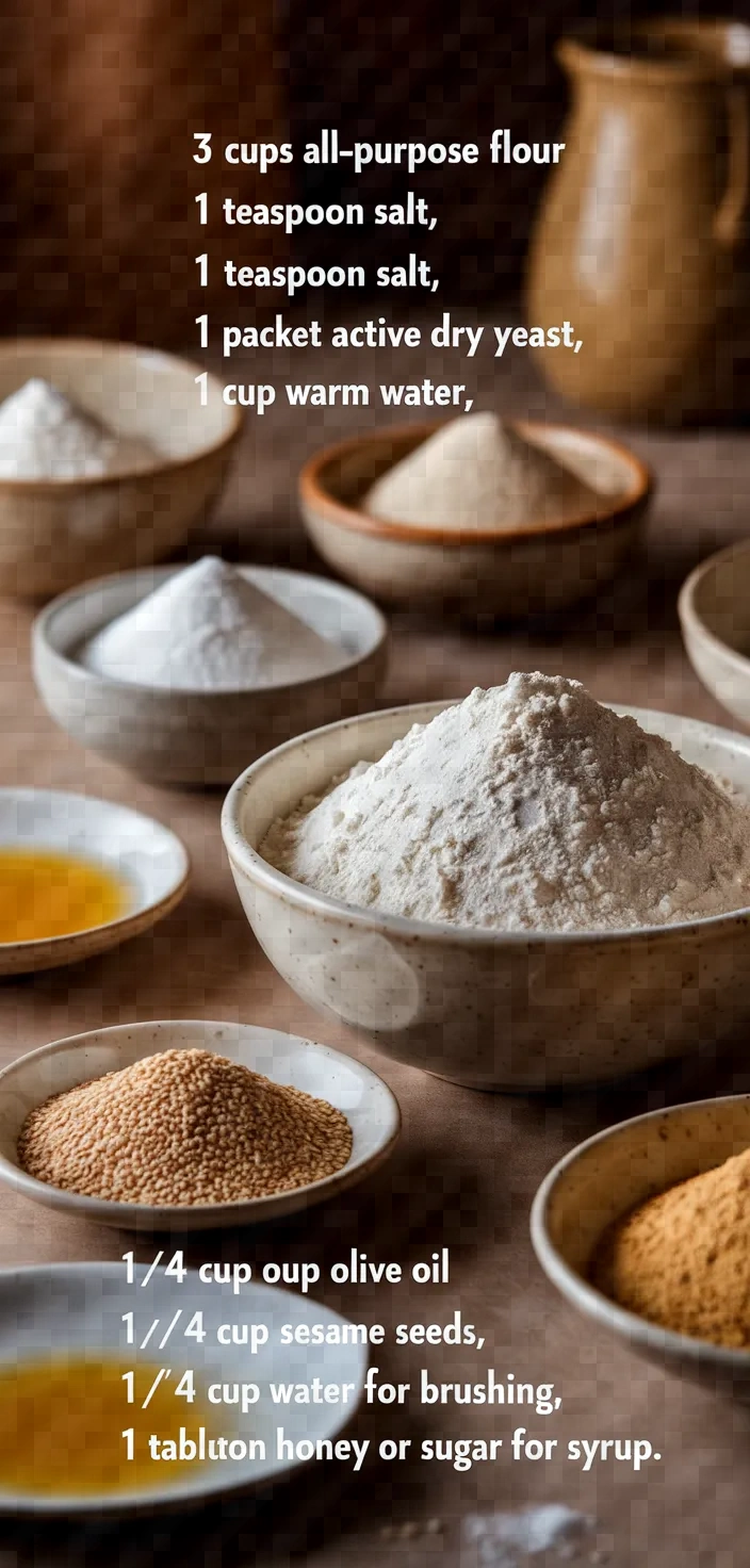 Ingredients photo for Koulouria Sesame Bread Rings Recipe