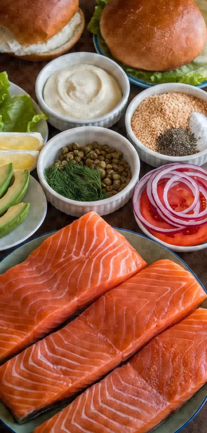 Ingredients photo for Salmon Burgers Recipe