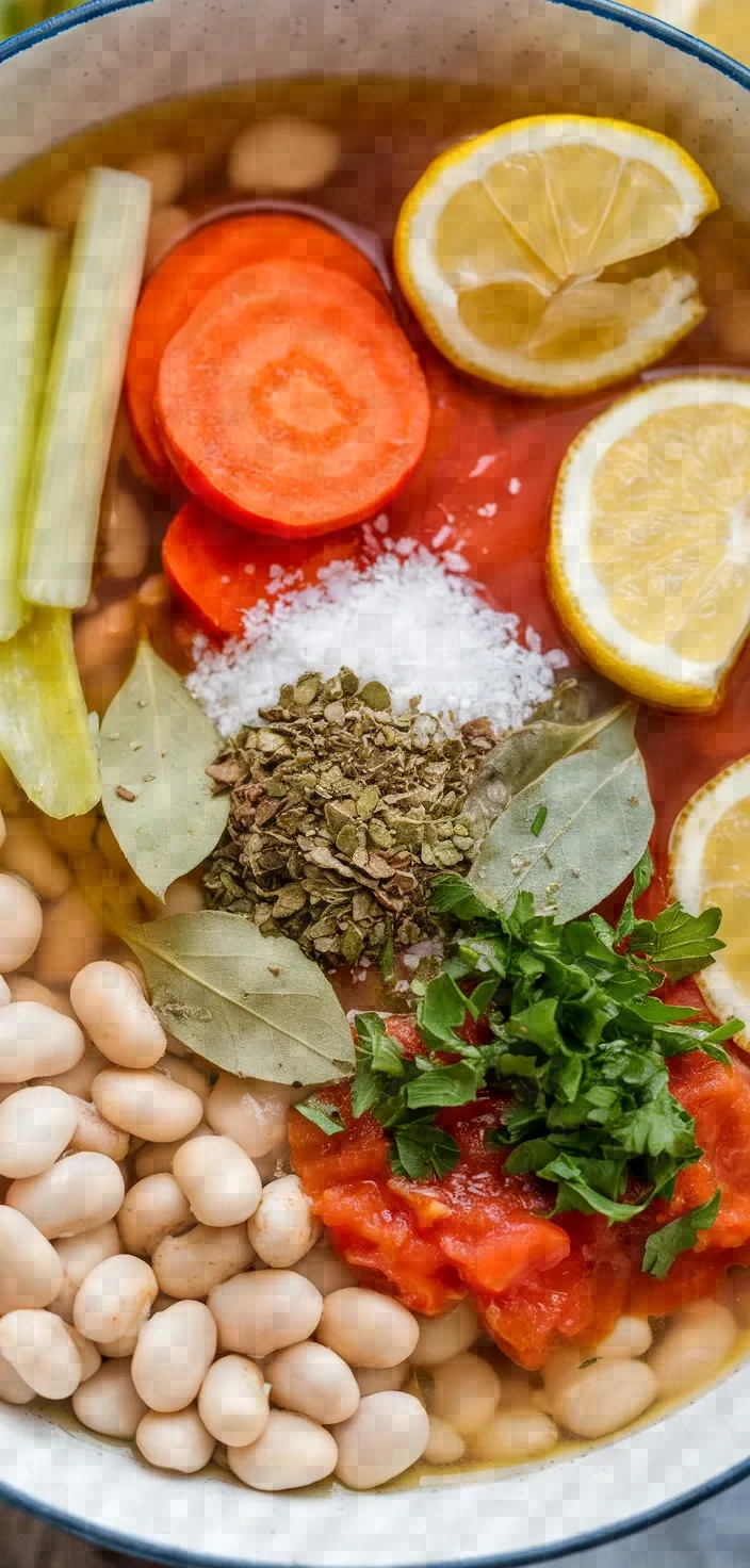 Ingredients photo for Classic Greek Bean Soup Fasolada Recipe
