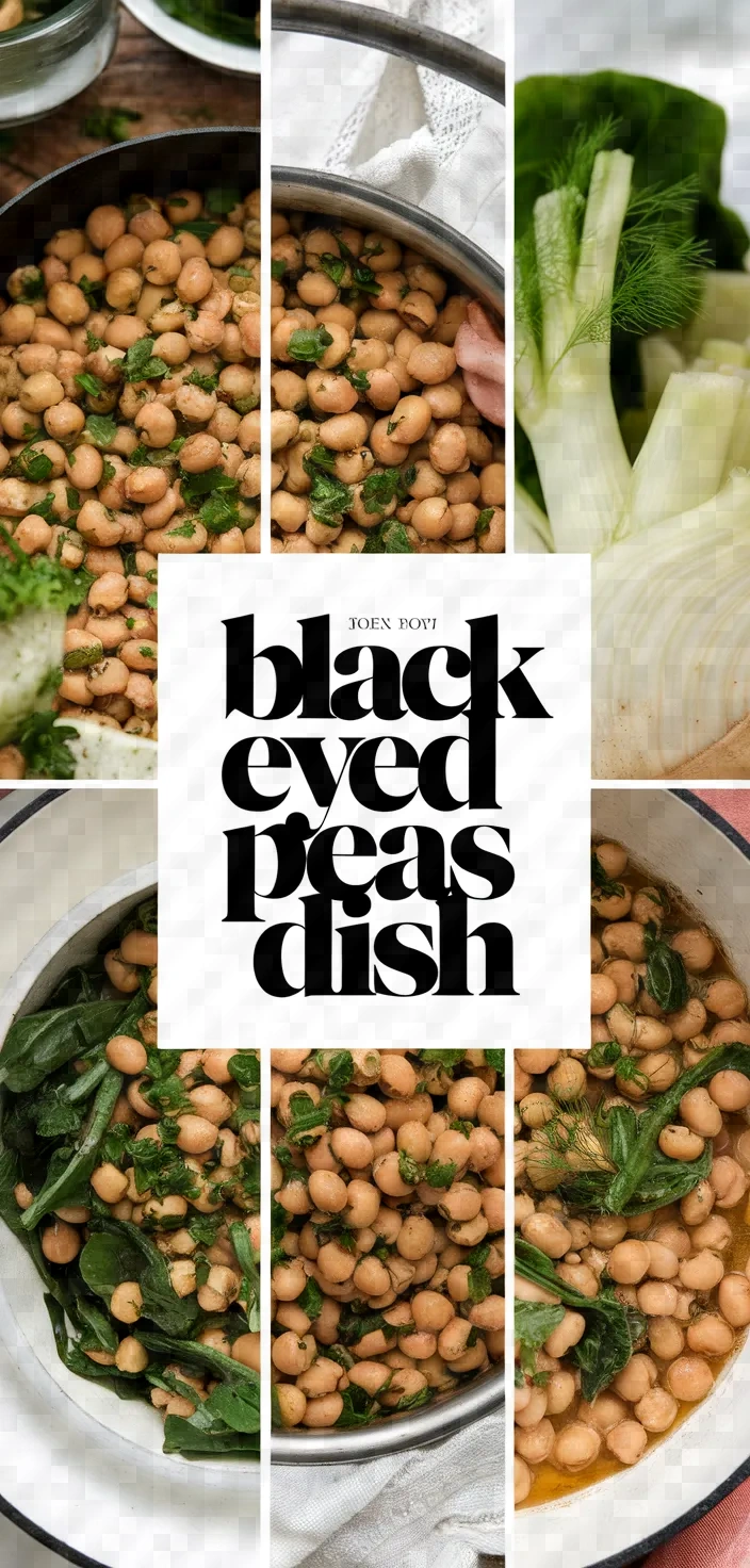 A photo of Black Eyed Peas With Greens And Fennel Mavromatika Me Maratho Recipe