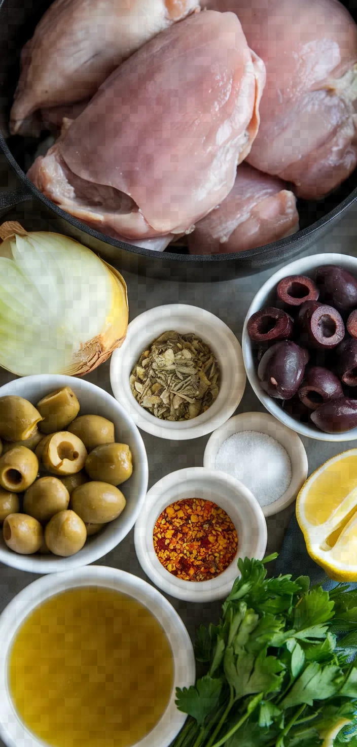 Ingredients photo for Easy Braised Chicken With Olives Recipe