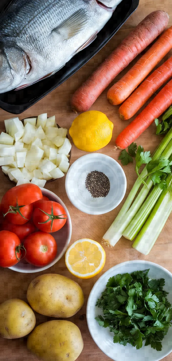 Ingredients photo for Greek Moms Main Course Fish Soup Recipe