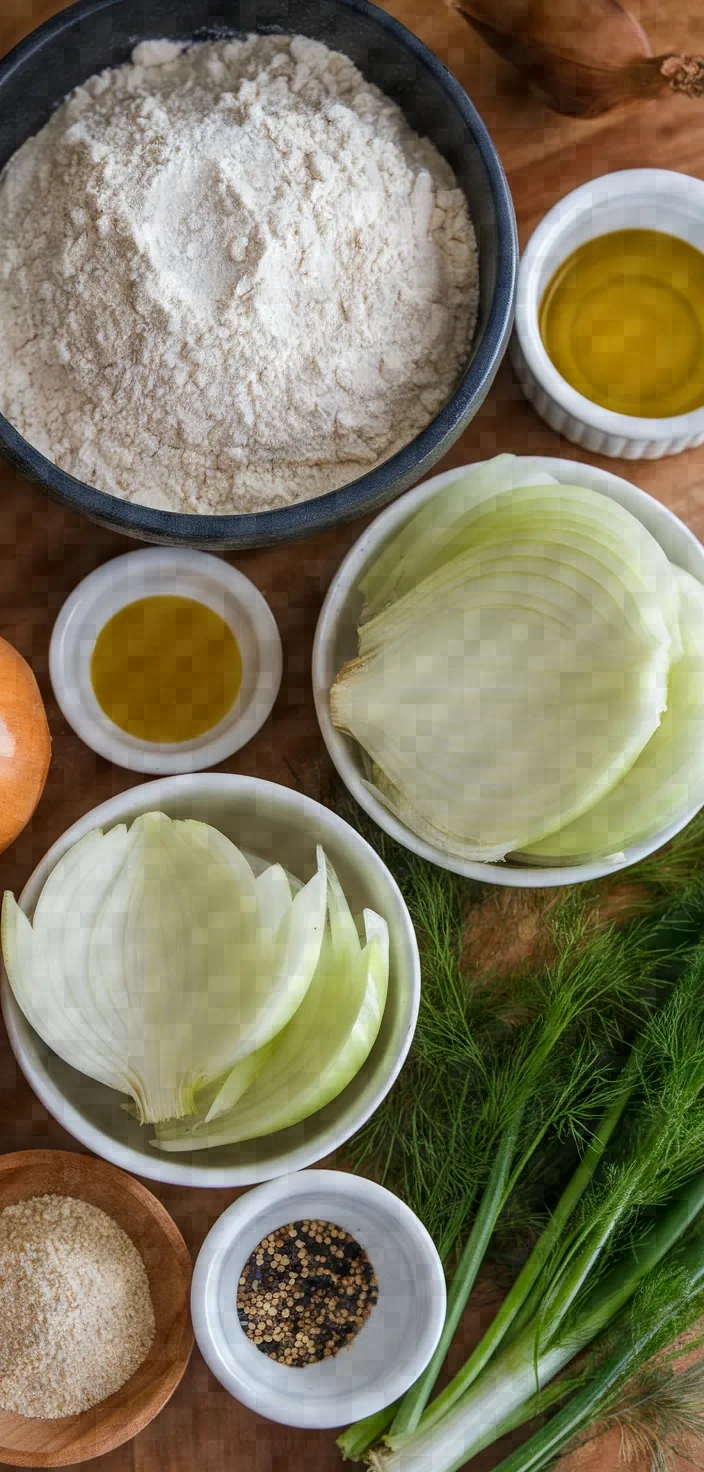 Ingredients photo for Ikarian Onion Wild Fennel Pie Recipe