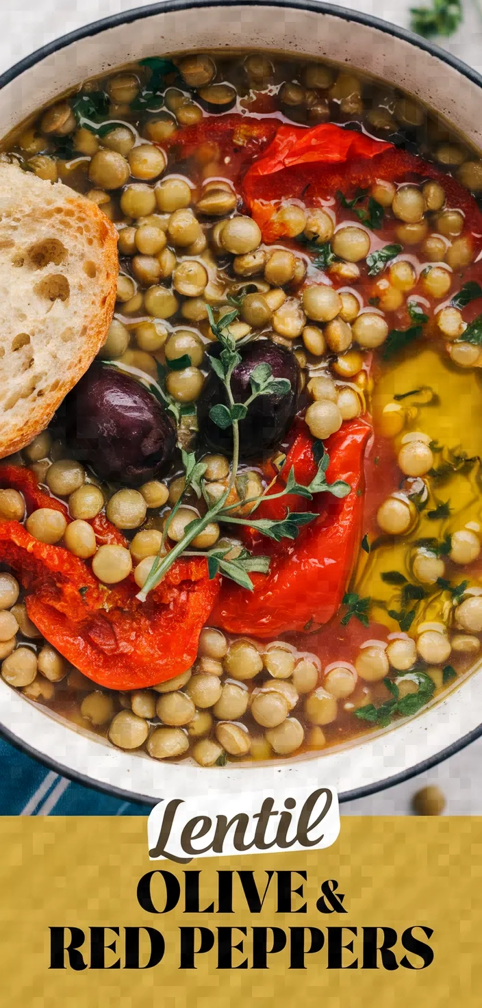 Lentil Soup With Kalamata Olive Paste Roasted Red Peppers And Olive Oil Fakes Me Pate Elias Kai Piperies Florinis Recipe