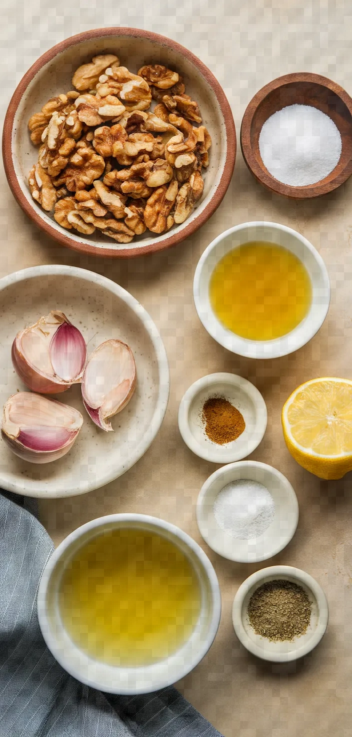 Ingredients photo for Mt Pelion Tahini Walnut Skordalia Recipe