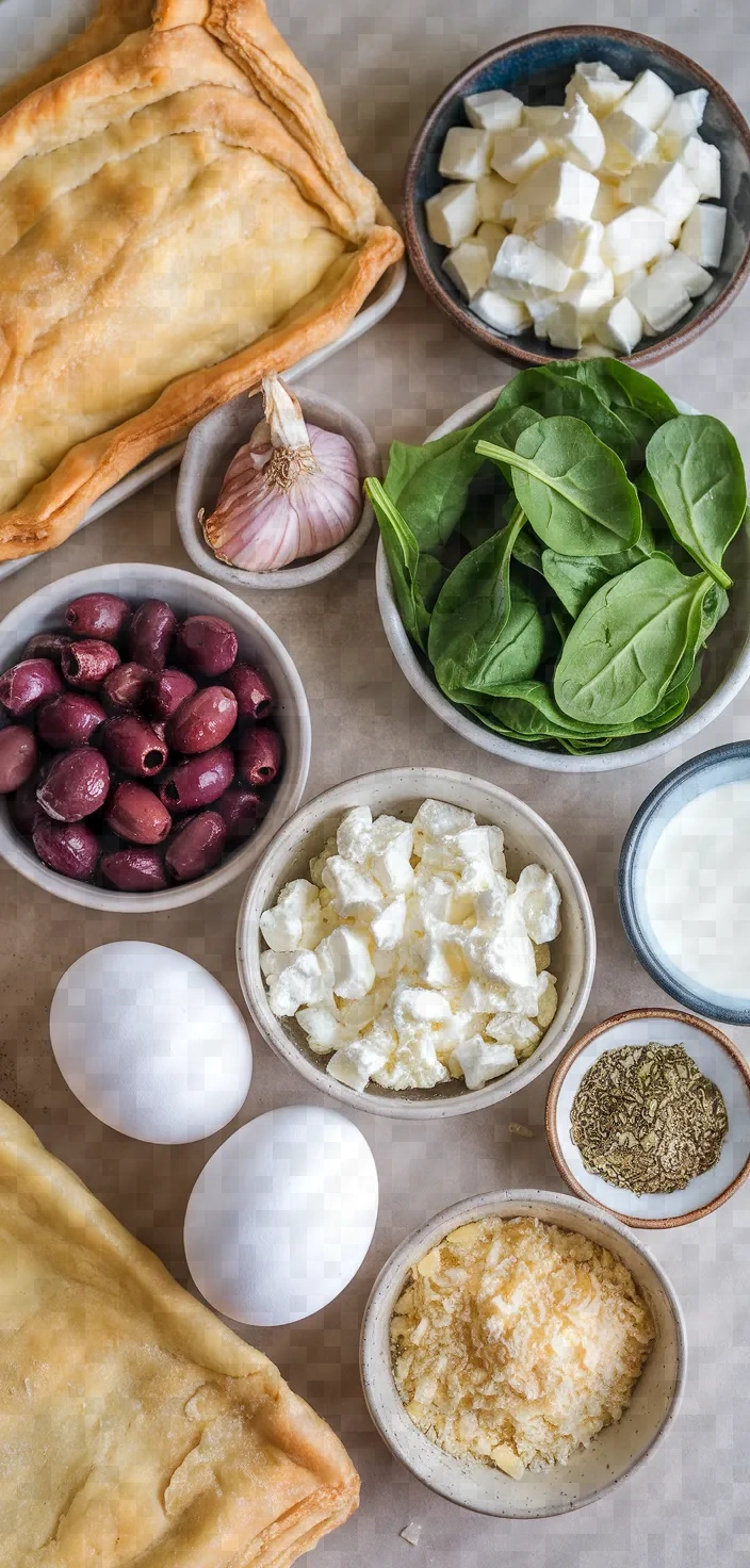 Ingredients photo for Spinach And Olive Tart Recipe