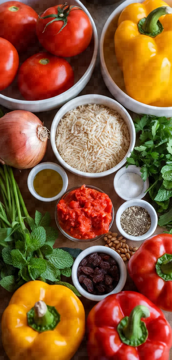 Ingredients photo for Stuffed Tomatoes Peppers Gemista Recipe