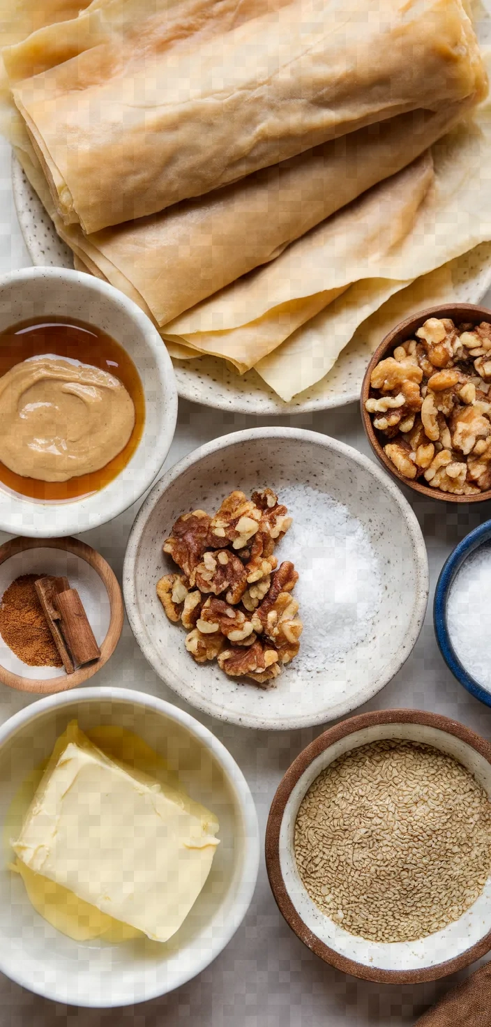 Ingredients photo for Tahini Phyllo Flutes Recipe