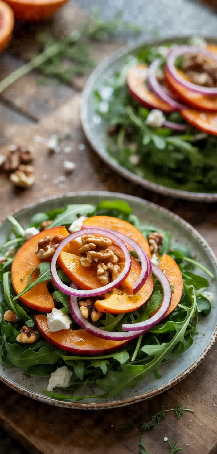 Ingredients photo for Arugula Persimmon Feta Salad Recipe