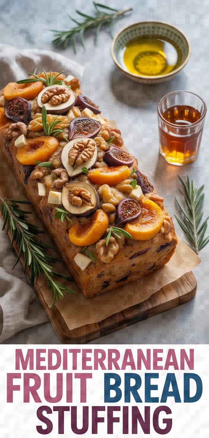 A photo of Bread Stuffing With Dried Fruits Nuts Herbs Greek Olive Oil Ouzo Recipe