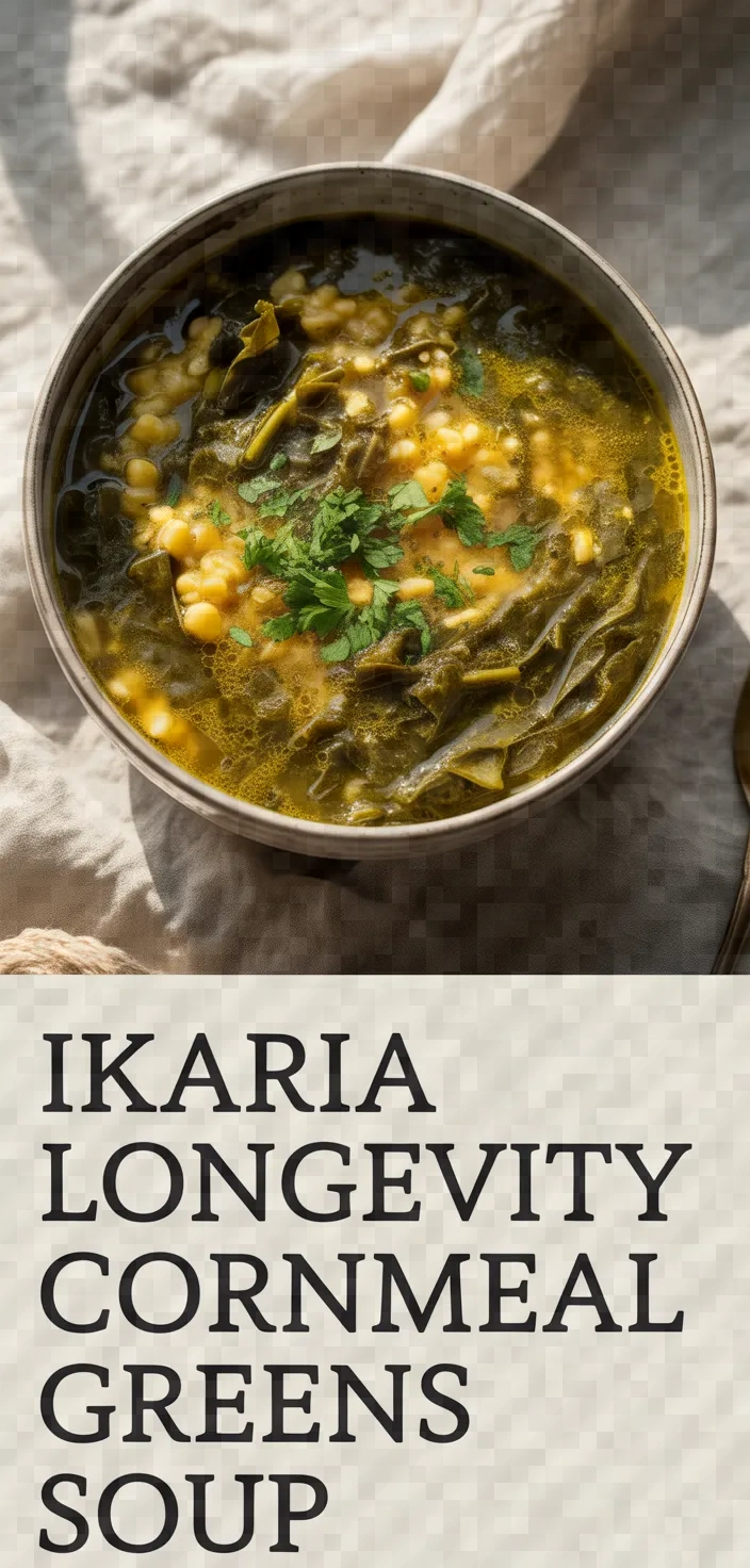 A photo of Ikaria Longevity Cornmeal Greens Soup Recipe