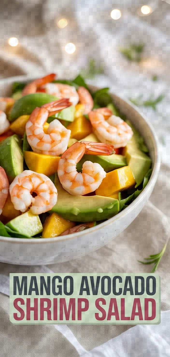 A photo of Lettuce Salad With Mango Avocado Shrimp Tomatoes Recipe