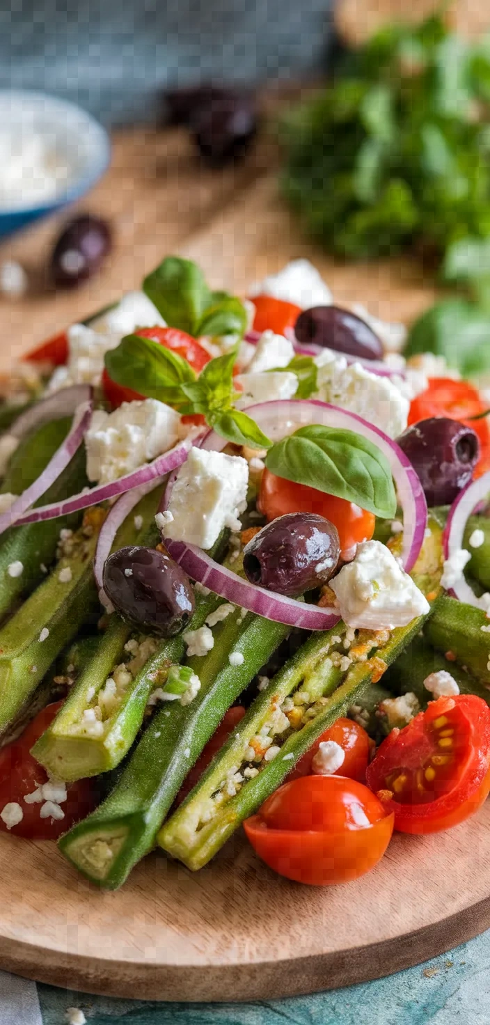 Crispy Okra Greek Salad Recipe