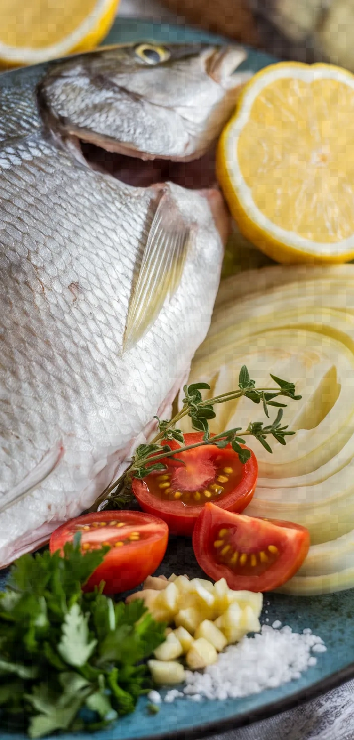 Ingredients photo for Gilthead Bream Tsipoura Roasted With Fennel And Tomatoes Recipe