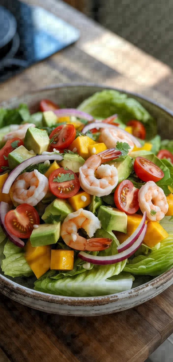 Ingredients photo for Lettuce Salad With Mango Avocado Shrimp Tomatoes Recipe