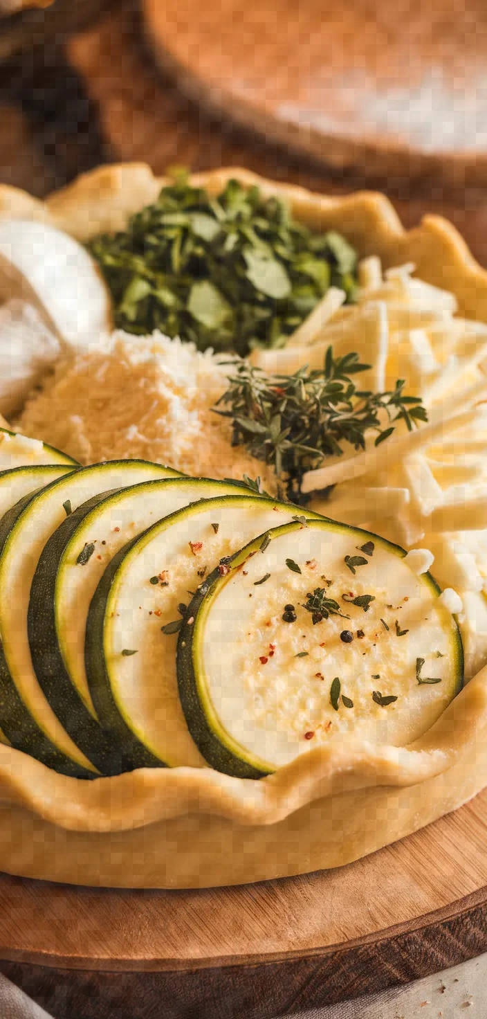 Ingredients photo for Open Faced Zucchini Herb Pie Recipe