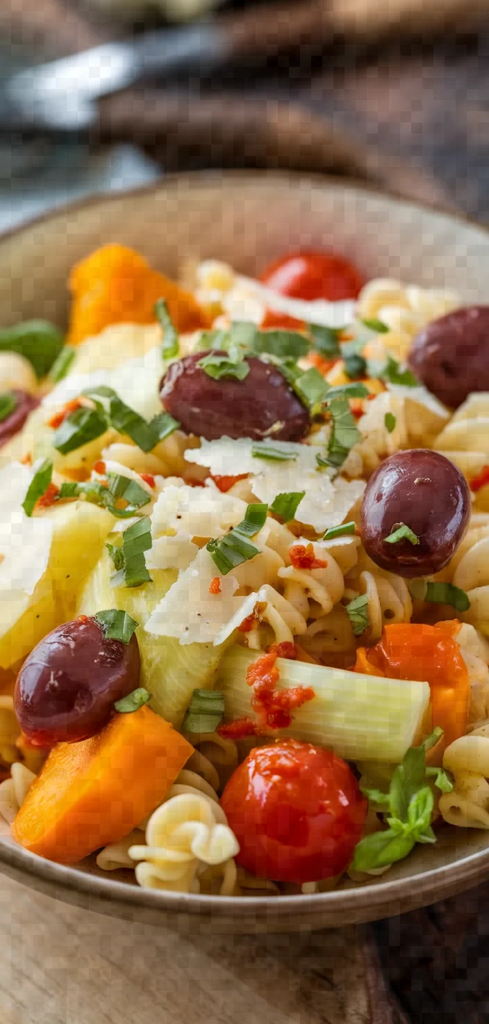 Ingredients photo for Pasta With Butternut Squash Olives Tomatoes And Leeks Recipe