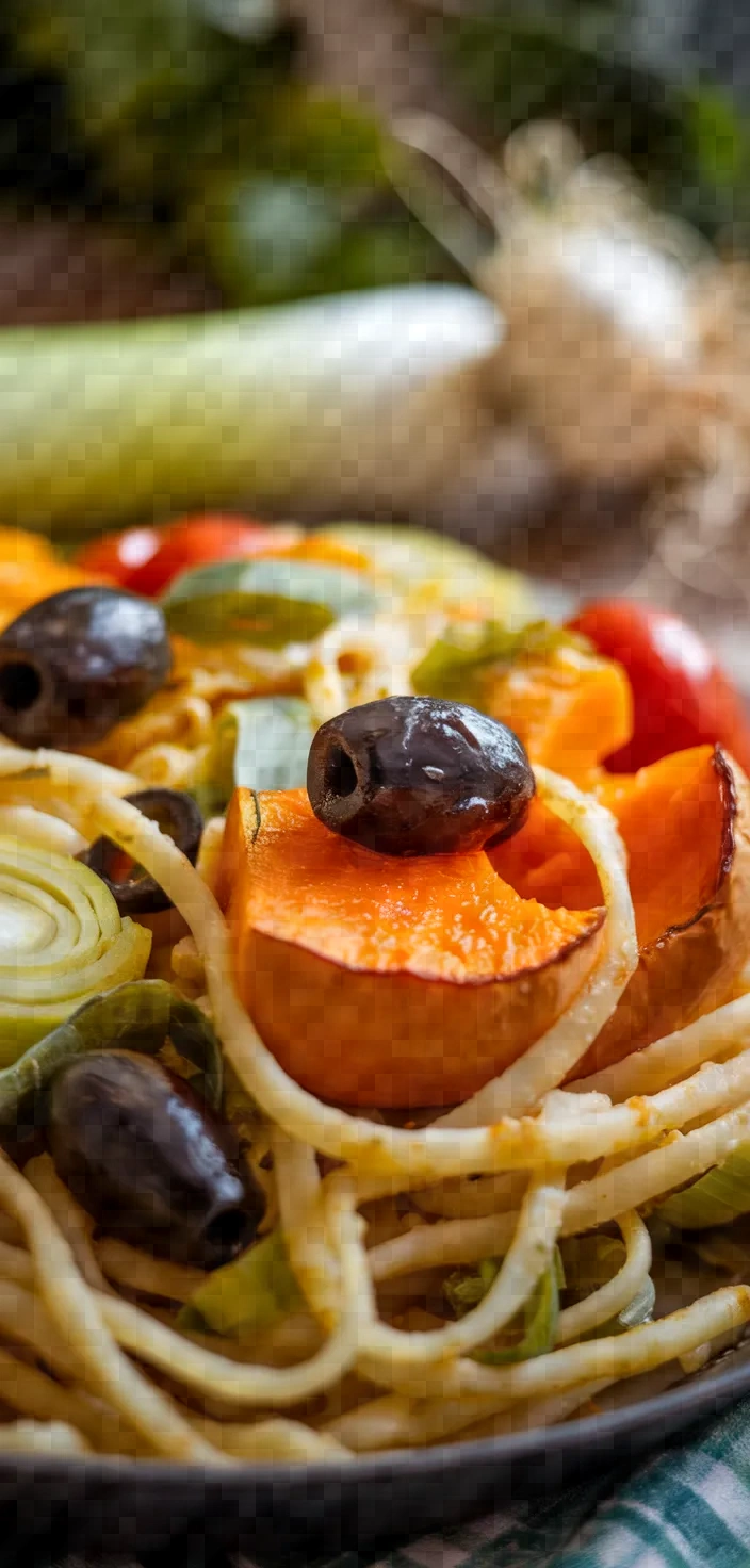 Photo of Pasta With Butternut Squash Olives Tomatoes And Leeks Recipe
