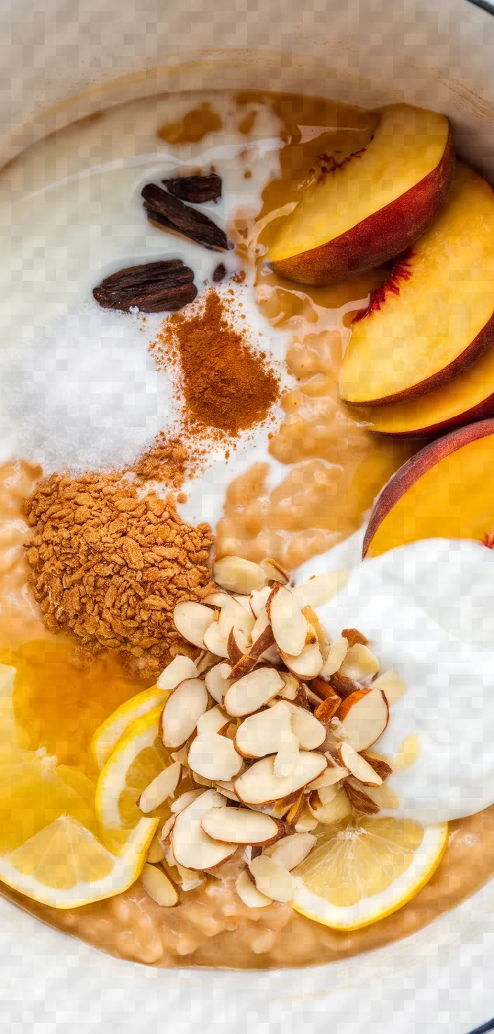 Ingredients photo for Rice Pudding With Greek Yogurt Peaches Recipe