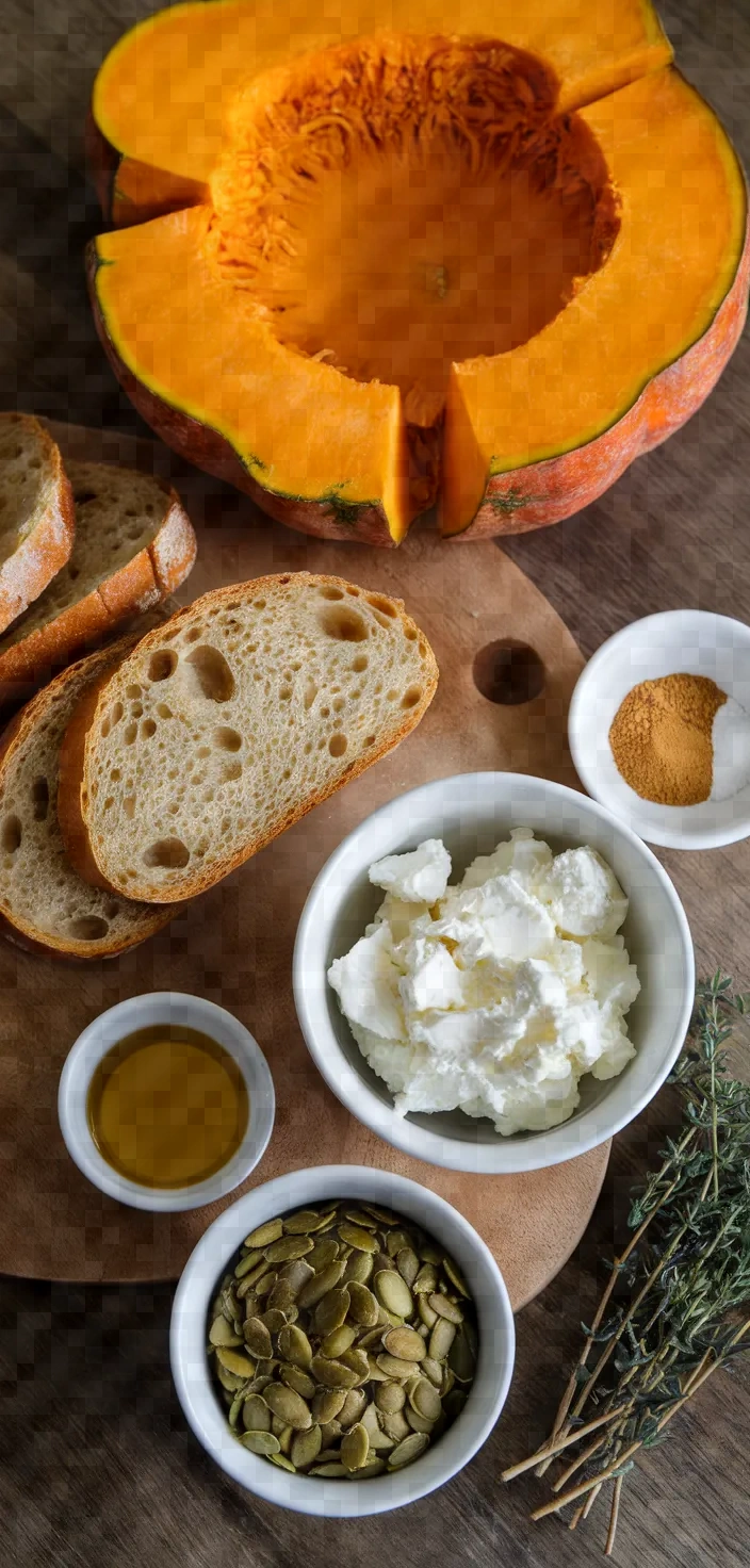 Ingredients photo for Roasted Pumpkin On Toast With Feta Recipe