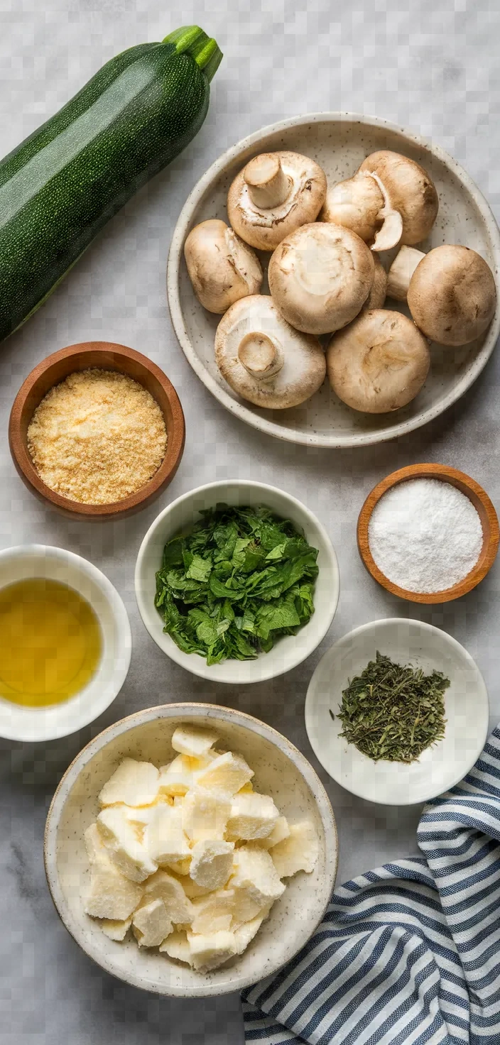 Ingredients photo for Stuffed Zucchini With Mushrooms Recipe