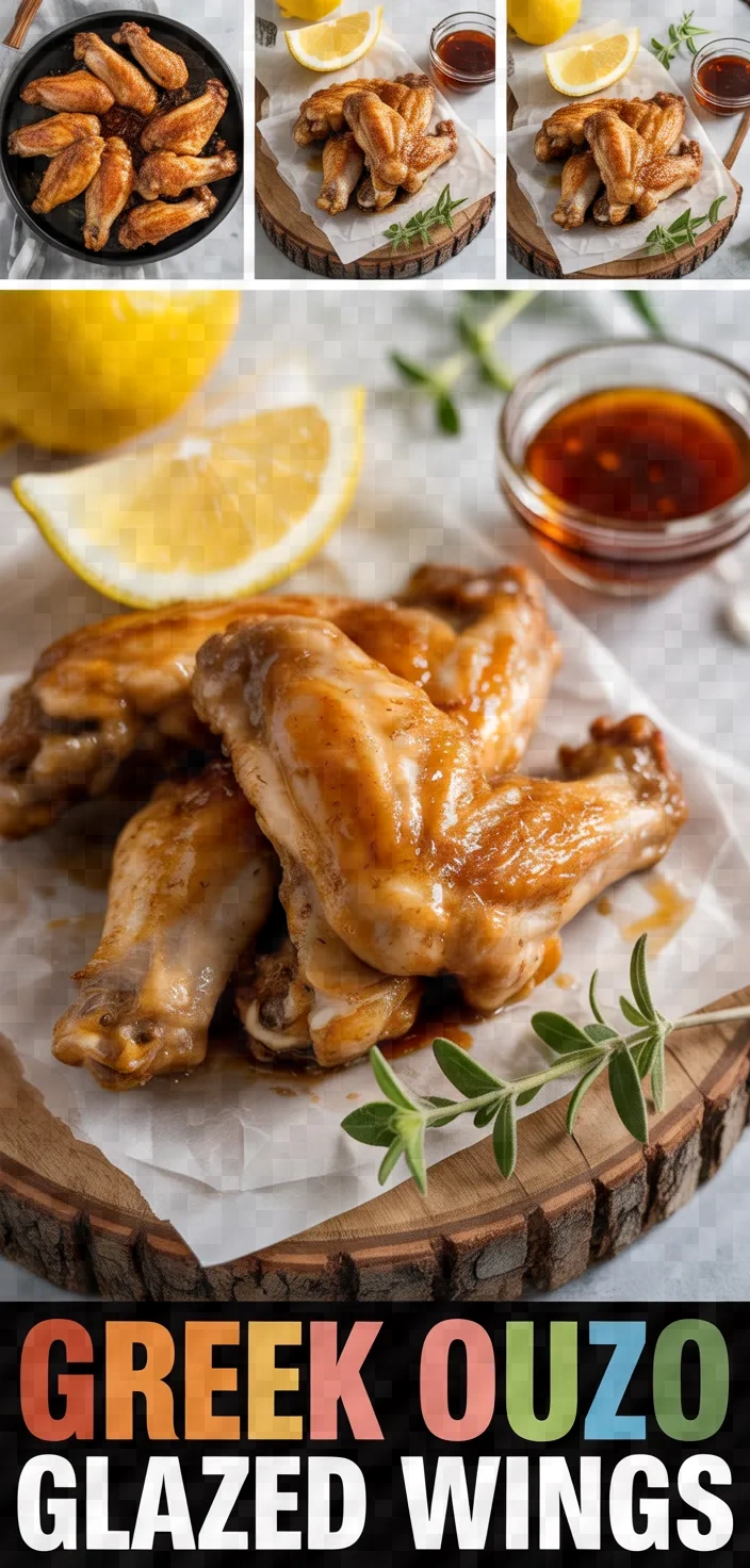 A photo of Greek Style Ouzo Greek Balsamic Mustard Glazed Chicken Wings Recipe