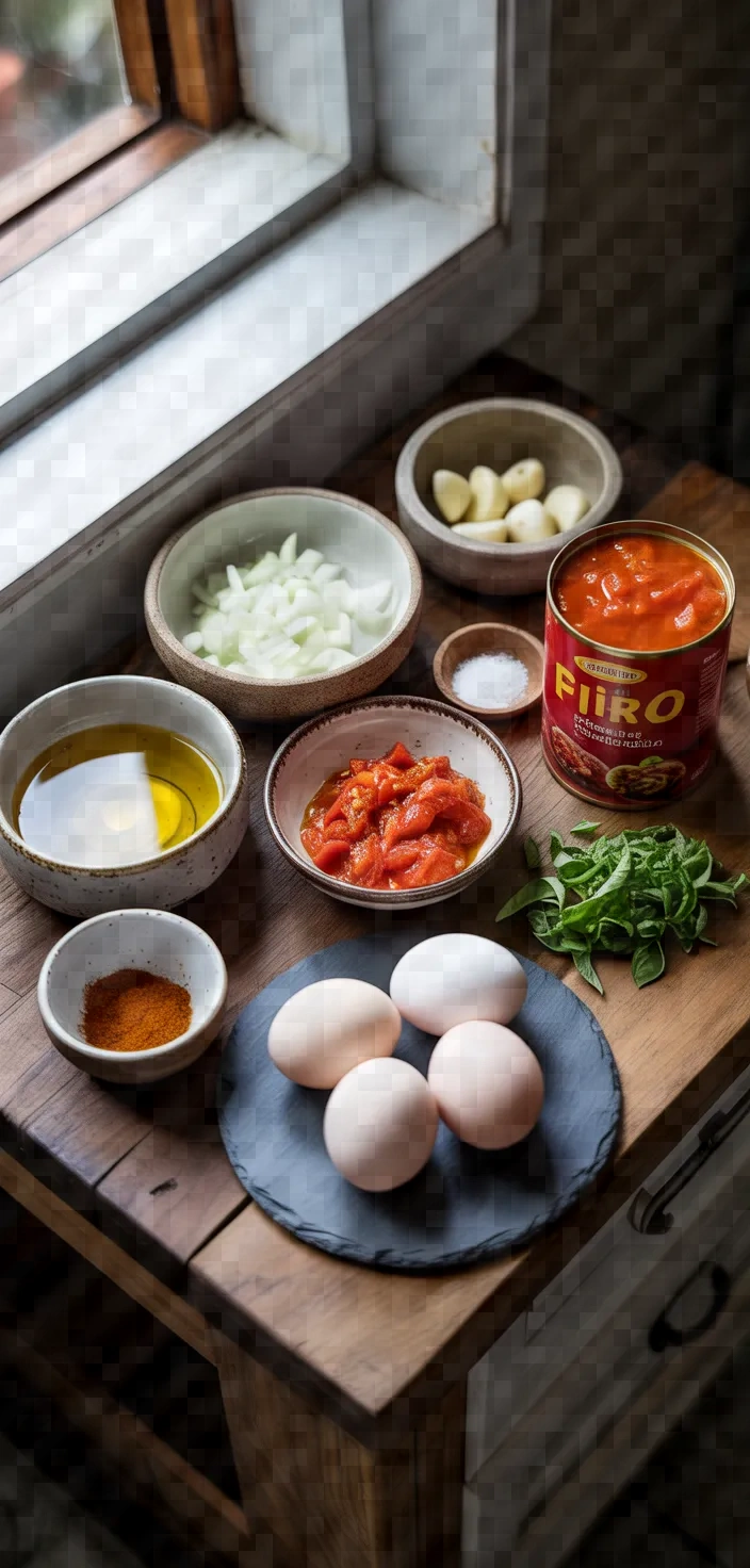 Ingredients photo for Eggs Baked In Spicy Tomato Sauce Recipe