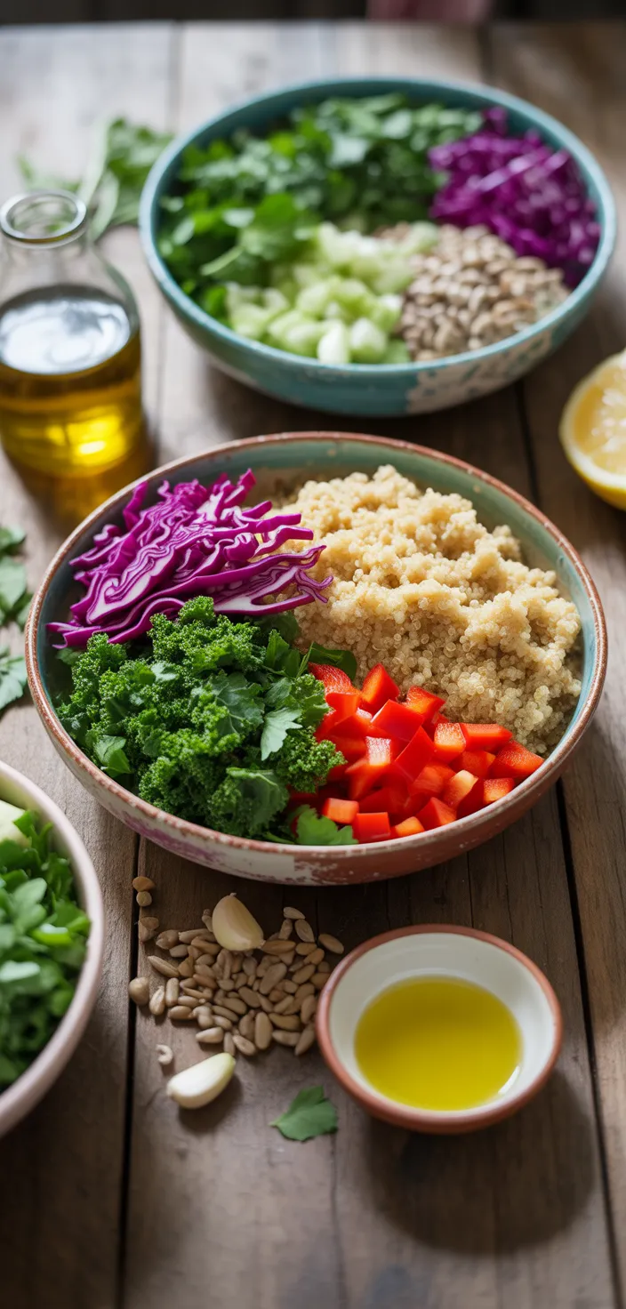 Ingredients photo for Fresh Healthy Kale Quinoa Salad Recipe