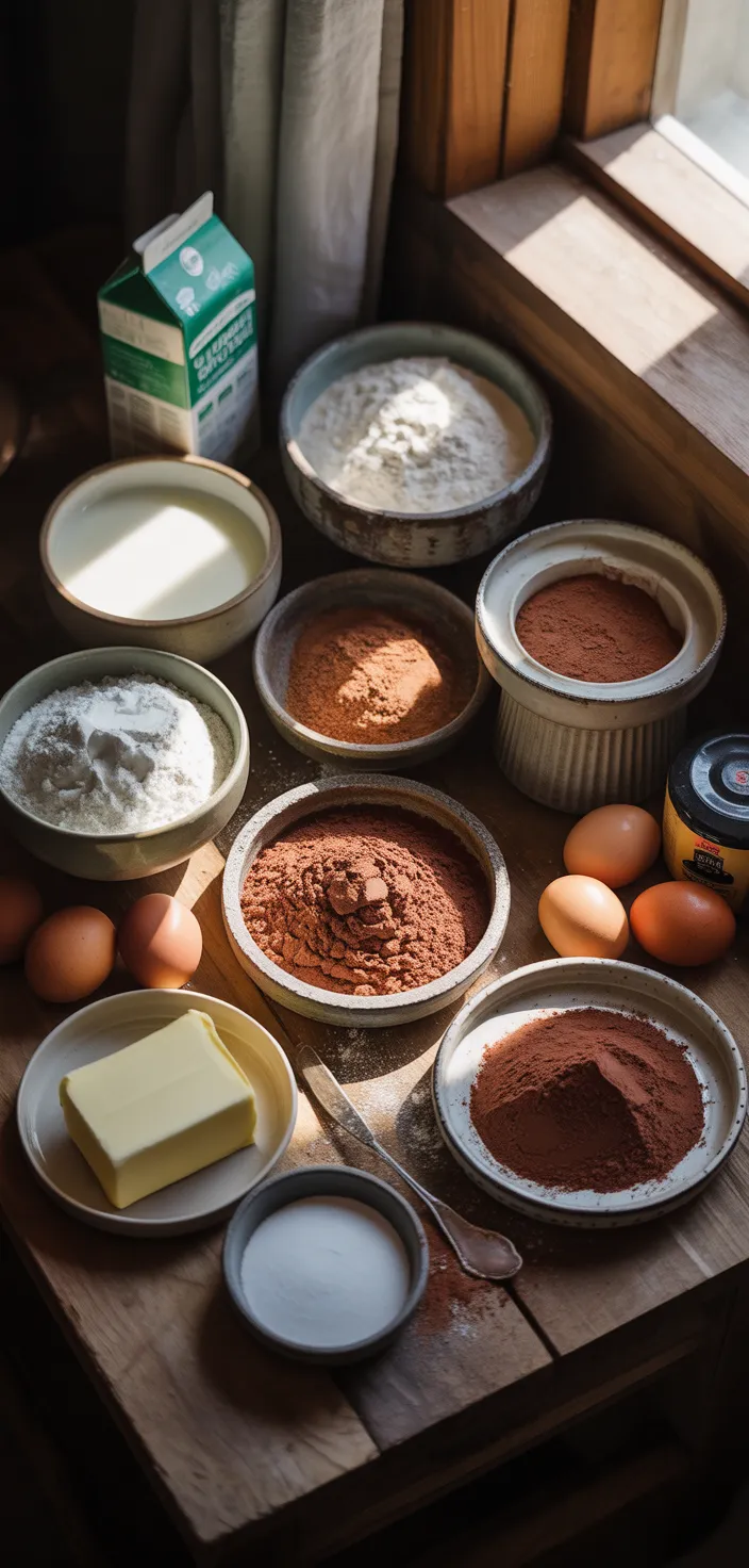 Ingredients photo for Homemade Chocolate Cake With Chocolate Frosting Recipe