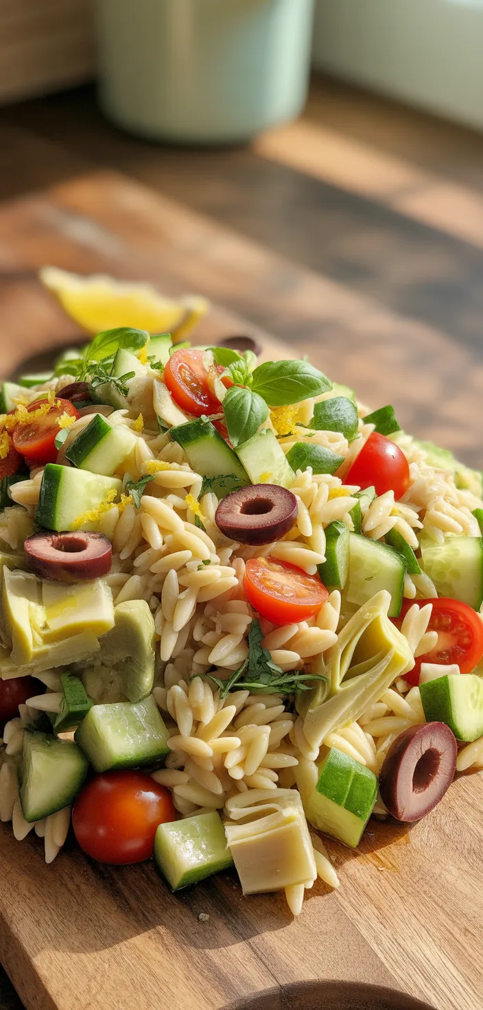 Ingredients photo for Lemon Orzo Pasta Salad With Cucumbers Recipe