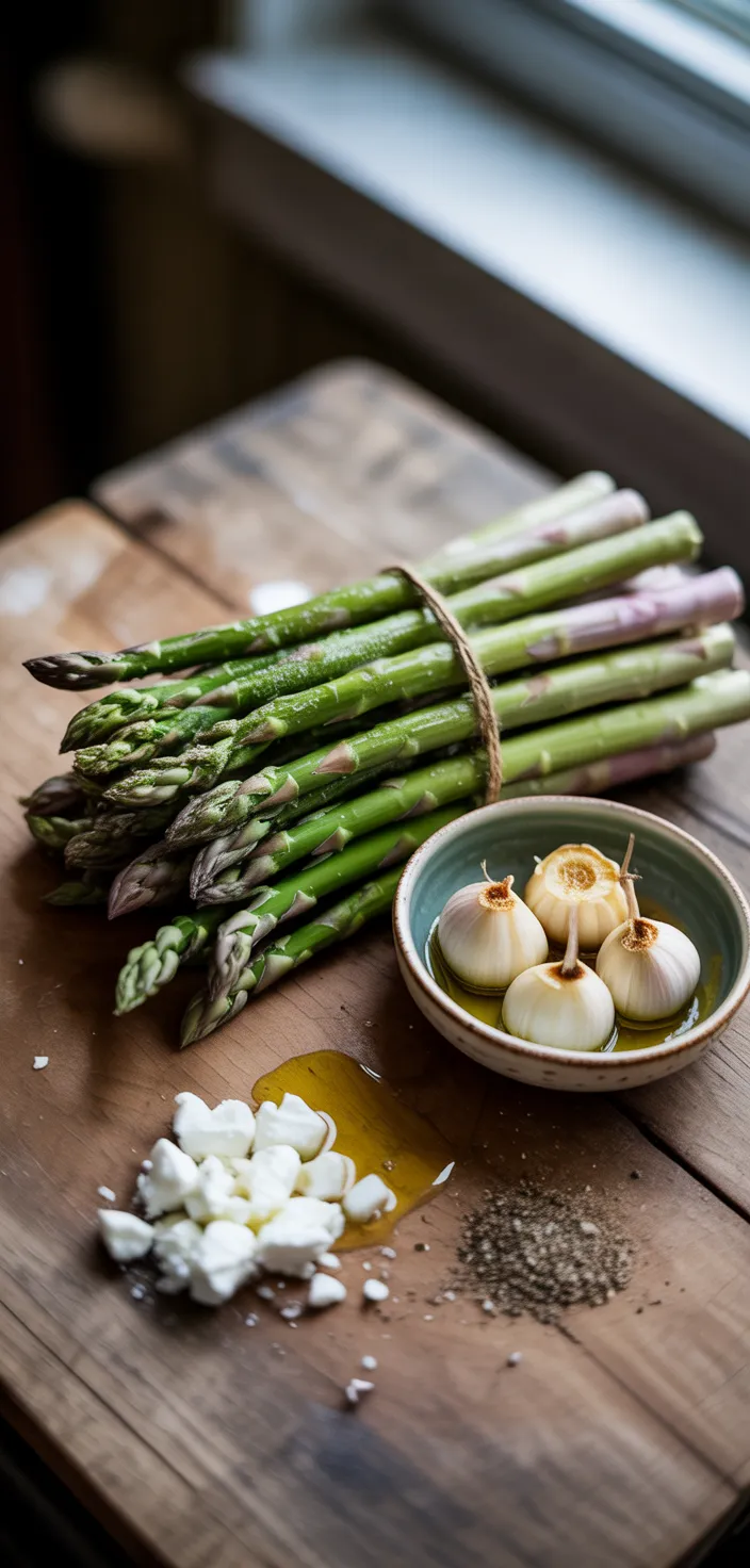 Ingredients photo for Roasted Garlic Asparagus With Feta Recipe